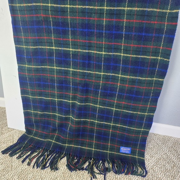 Pendleton Wool Tartan Blue Green Plaid Blanket Throw ~52" x 70" Camping Cabin - Picture 2 of 7